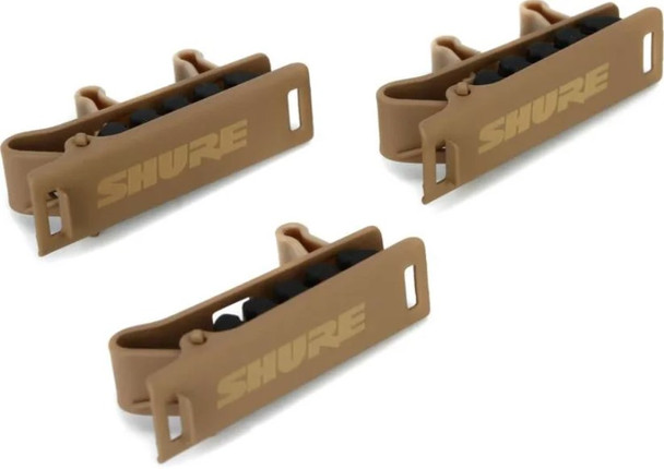 Shure RPM40TC/C Dual Tie Clip for TwinPlex Series Microphones, Cocoa (3 Pack)
