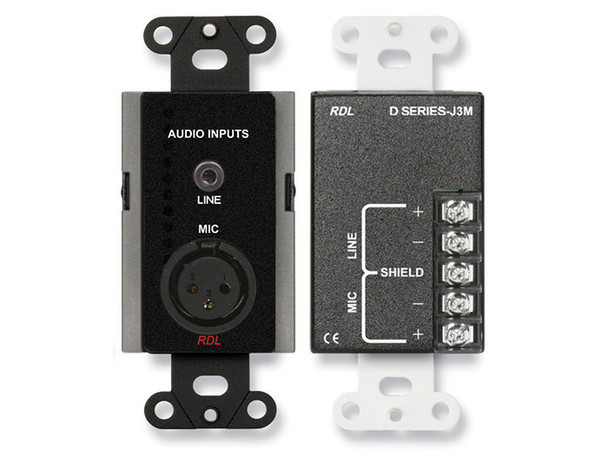 Radio Design Labs DB-J3MC DB-J3MC Mic/Line Input Assembly - XLR, Mini-jack, Terminal block - Black (Custom Labeled)