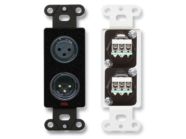 Radio Design Labs DB-XLR2C XLR 3-pin Female & 3-pin Male on Decora Wall Plate (Custom Labeled)