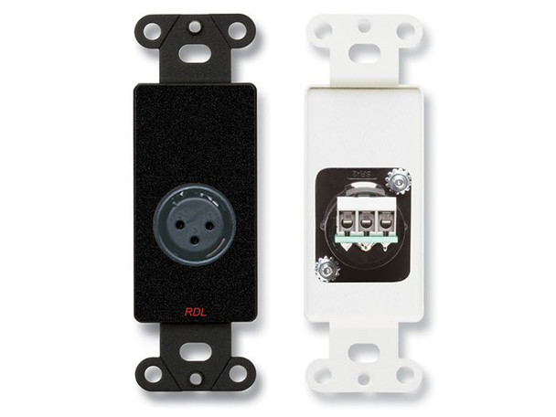 Radio Design Labs DB-XLR3F XLR 3-pin Female Jack on D Plate - Solder type - Black