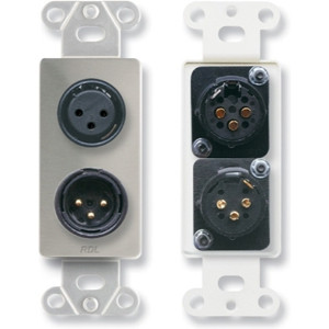 Radio Design Labs DS-XLR2C XLR 3-pin Female & 3-pin Male on D Plate - Solder type - Stainless Steel (Custom Labeled)