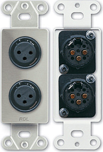 Radio Design Labs DS-XLR2F Dual XLR 3-pin Female Jacks on D Plate - Solder type - Stainless Steel