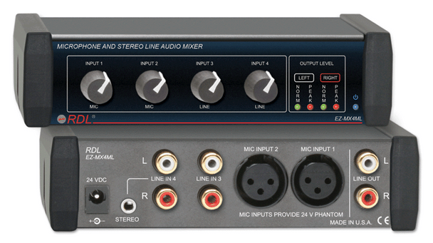 Radio Design Labs EZ-MX4ML Mic and Stereo Line Audio Mixer - 4X1