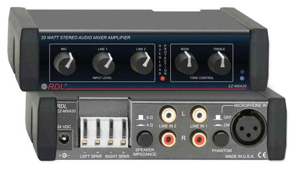 Radio Design Labs EZ-MXA20X 20 Watt Stereo Audio Mixer Amplifier with EQ