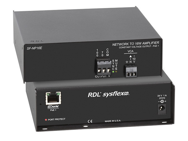 Radio Design Labs SF-NP16E PoE+ Network to 16 W Mono Audio Amplifier 70 V or 100 V