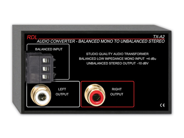 Radio Design Labs TX-A2 Audio Converter Balanced to Unbalanced - Terminals, dual-RCA