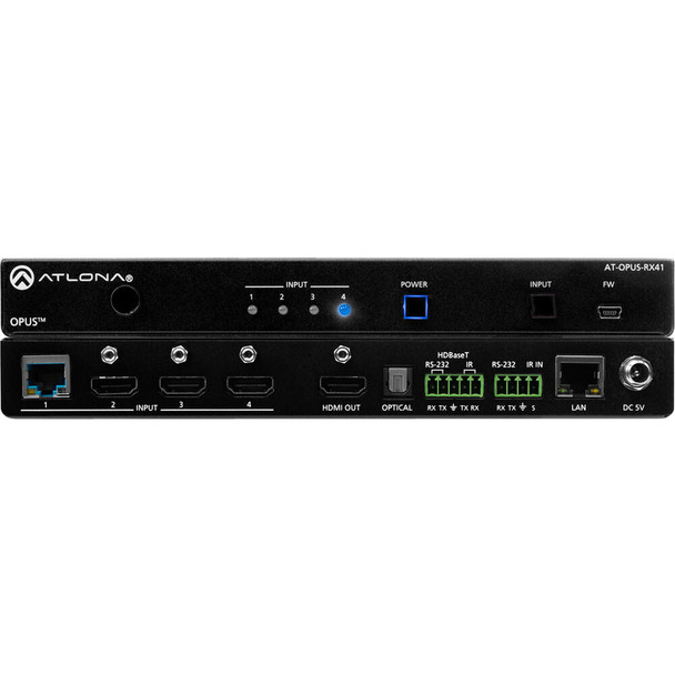 Atlona AT-OPUS-RX41 Four-Input 4K HDR Switcher with HDMI and HDBaseT Inputs