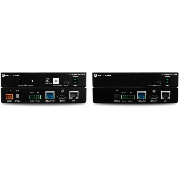 Atlona AT-HDR-EX-100CEA-KIT 4K HDR Transmitter and Receiver Set w/IR, RS-232, Ethernet and PoE