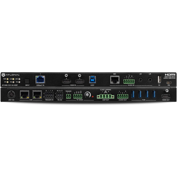 Atlona AT-OME-CS31-SA-HDBT 3x1 Video switcher w/ Audio Mixer & Amplifier w/HDBT Input