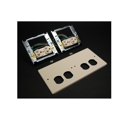 Wiremold V4047-2WWXX 4047 Four-Gang Cover With Two Duplex Receptacles Installed