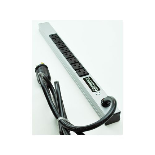 Wiremold 2008ULBD20R-TL CabinetMate Plug-In Outlet Center Unit / 120V/20A/20" long/8 O/L /15' cord/Twist Lock Plug