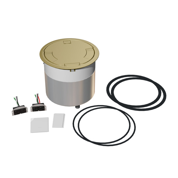 Wiremold 10ATCSB 10ATCSB 10AT Unwired Evolution Poke Thru Device with Surface Style Cover in Satin Brass