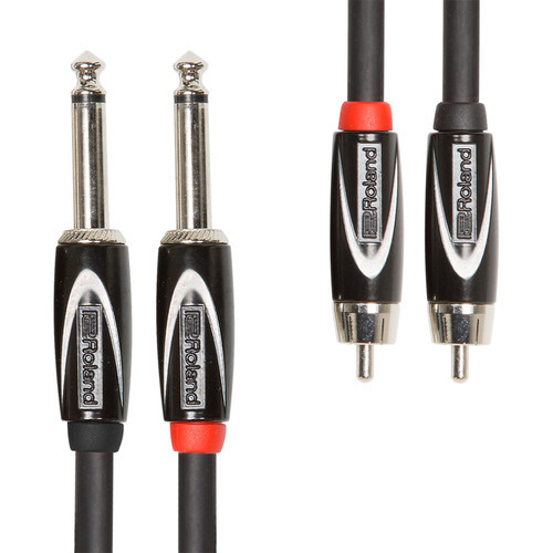Roland Video RCC-15-2R28 Black Series Dual 1/4 TS to Dual RCA Cable (15)