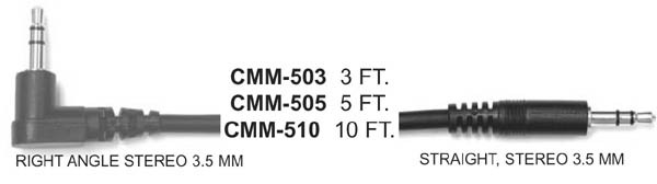 Hosa CMM-110R Stereo Interconnect, 3.5 mm TRS to Right-angle 3.5 mm TRS, 10 ft