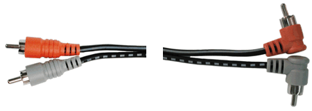 Hosa CRA-201R Stereo Interconnect, Dual RCA to Dual Right-angle RCA, 1 m