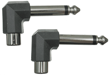 Hosa GPR-123 Right-angle Adapters, RCA to 1/4 in TS, 2 pc