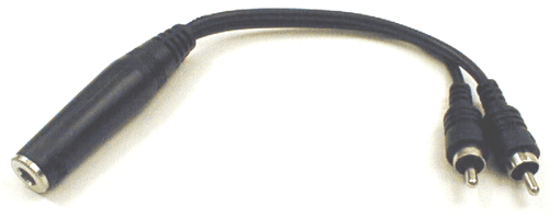 Hosa YPR-131 Y Cable, 1/4 in TSF to Dual RCA
