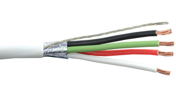 Liberty Cable 18-4C-PSH-WHT-BX White Commercial grade general purpose 18 AWG 4 conductor plenum shielded cable