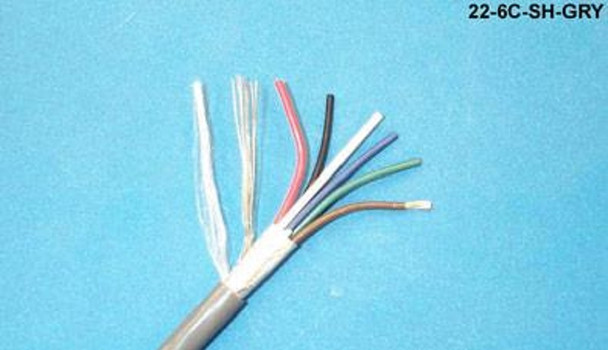 Liberty Cable 22-6C-SH-GRY-BX Grey Commercial grade general purpose 22 AWG 6 conductor shielded cable