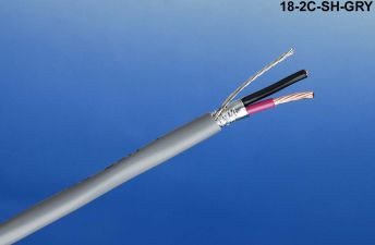 Liberty Cable 18-2C-SH-GRY Grey Commercial grade general purpose 18 AWG 2 conductor shielded cable