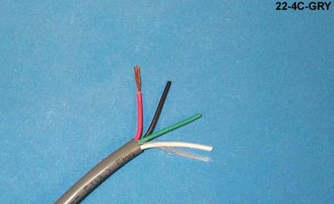 Liberty Cable 22-4C-GRY Grey Commercial grade general purpose 22 AWG 4 conductor cable
