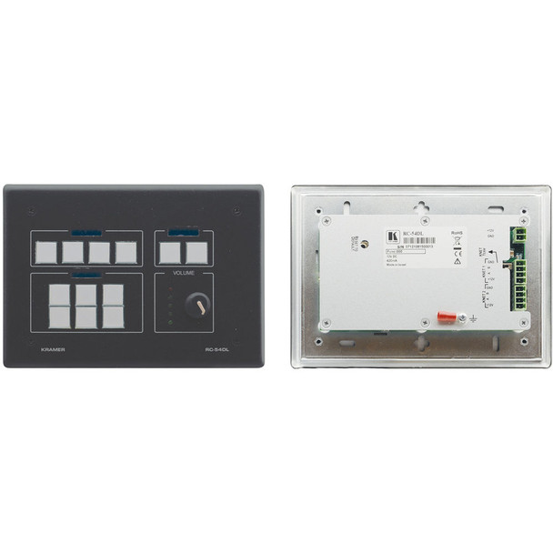 Kramer RC-54DL(G) WallPlate 12 Button KNET Auxiliary Control Panel - Gray Wall Plate