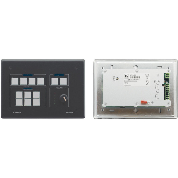 Kramer RC-54DL(B) WallPlate 12 Button KNET Auxiliary Control Panel - Black Wall Plate