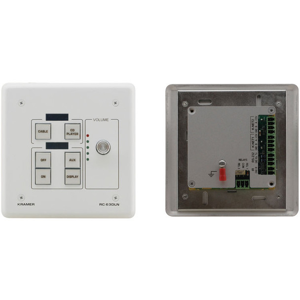 Kramer RC-63DLN(B) WallPlate WallPlate 6 ButtonButton Room Controller with Digital Volume Control & LCD Group Labels - Black