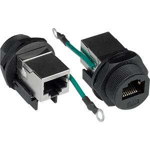 NTI rj45-5ewtp-cs28-jck-shldg CAT5e Waterproof Case Side RJ45 Connector with Shielded Jack, Grounding Wire, and 13/16 " - 28 UN threading