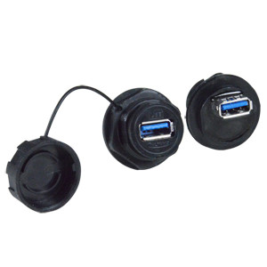NTI usb3a-wtp-qr-cs-jck USB 3.0 Type A Female Case Side Waterproof Connector, Quick Release Mating Style and Cap with Tether
