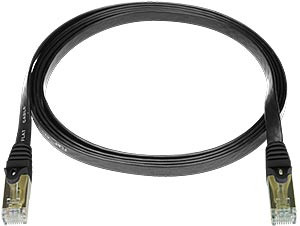 NTI cat6-flt-25-black-shld CAT6 Flat Stranded Shielded Cable, Black, 25 feet