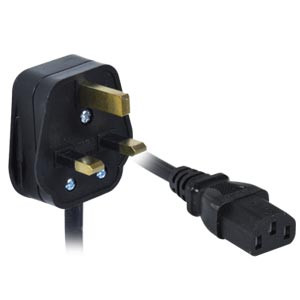 NTI pwr-crd18-bs1363c13-6 UK BS1363 to IEC 320 C13 British Power Cord, 18 AWG, 6 feet