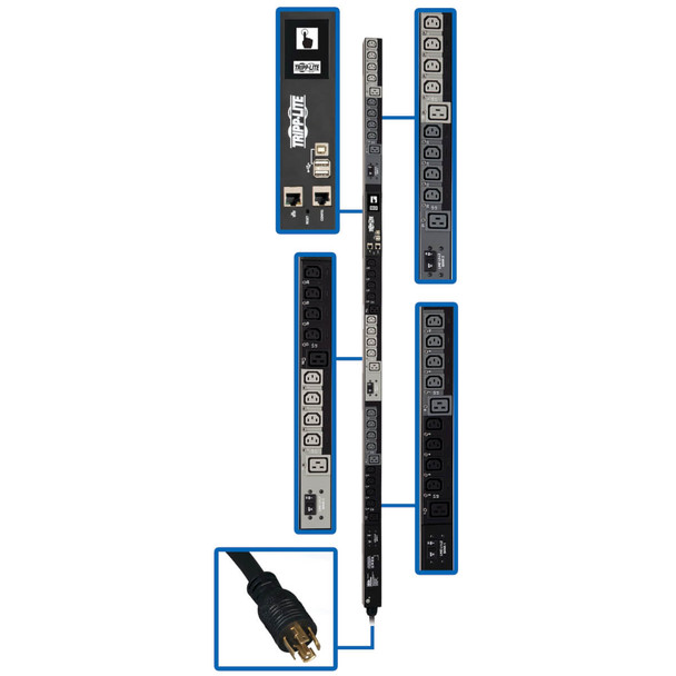 Tripp Lite PDU3EVS6H50 PDU 3Phase Switched 14.5kW 208V/240V 6 C13 12 C19 50A CS8365C 0U