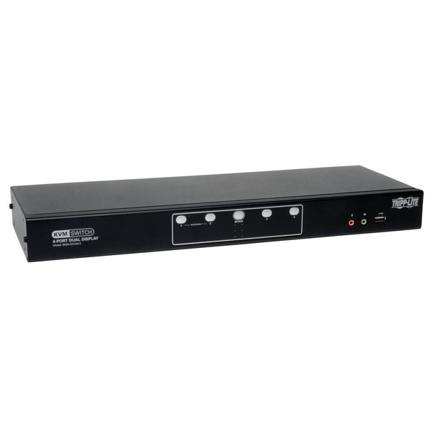 Tripp Lite B004-2DUA4-K 4-Port Dual Monitor DVI KVM Switch Audio, USB 2.0 Hub, Cable TAA