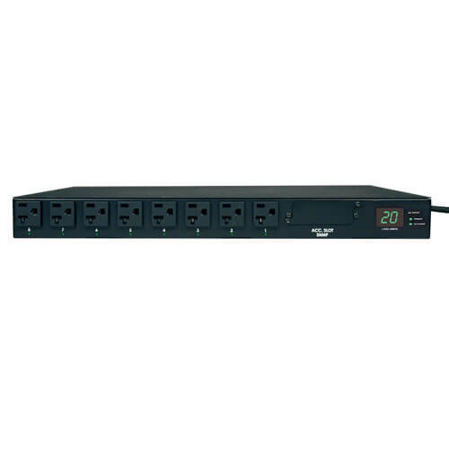 Tripp Lite PDUMH20AT PDU Metered ATS 120V 20A 5-15/20R 16 Outlet L5-20P Horizontal 1U