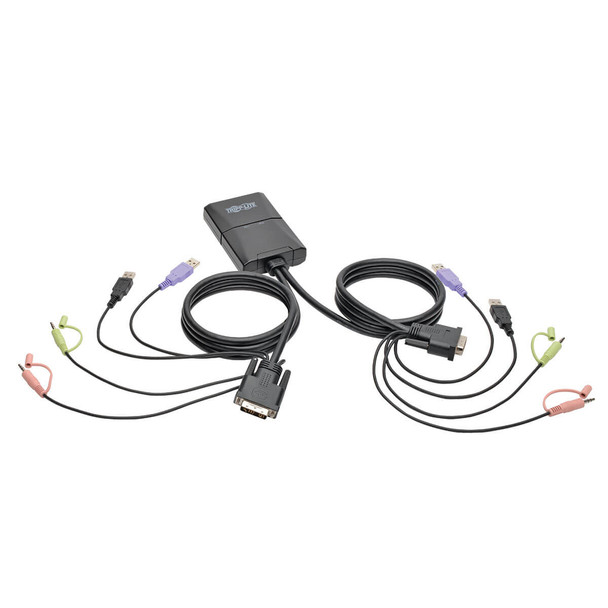 Tripp Lite B032-DUA2 2-Port USB / DVI KVM Switch Cable w/ Audio & Peripheral Sharing
