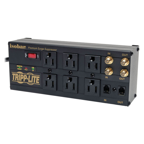 Tripp Lite ISOBAR6DBS Isobar Surge Protector Metal 6 Outlet RJ11 Coax 6ft Cord 2850 Joule