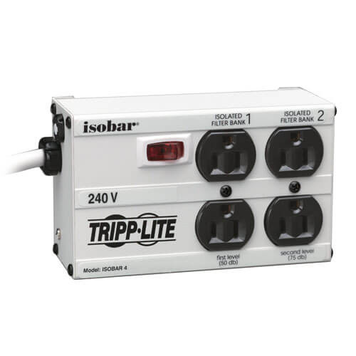 Tripp Lite IB4-6/220 4 OUTLETS 6' CORD 330 JOULES Isobar Ultra Surge Suppressor 220/240V US 5-15R Receptacles