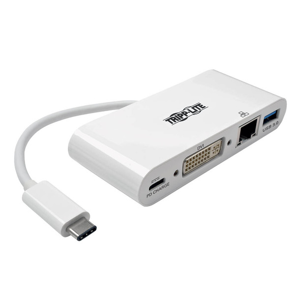Tripp Lite U444-06N-DGU-C USB-C to DVI Adapter w/ USB-A Hub, USB-C PD Charging, Ethernet