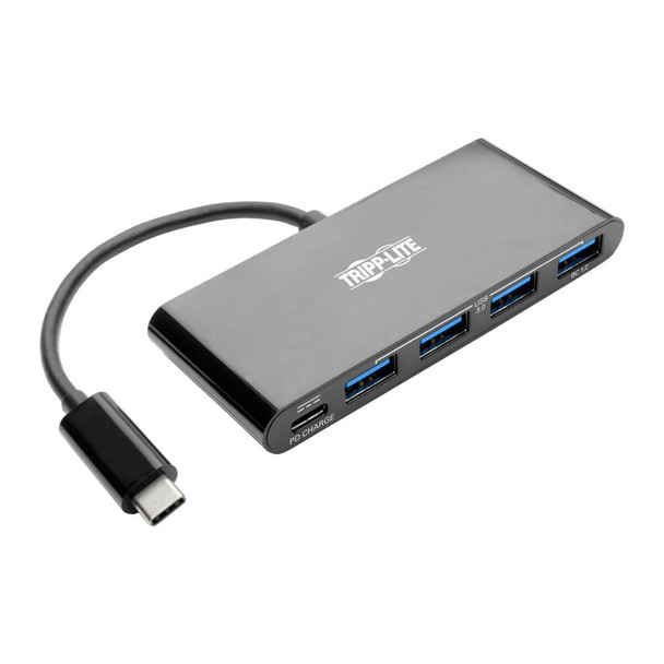 Tripp Lite U460-004-4AB-C USB C Hub Adapter w 4x USB-A & USB Type C PD Charging Black