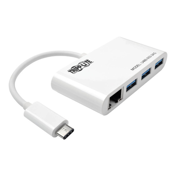 Tripp Lite U460-003-3AG 3-Port USB-C to USB-A Hub Portable w/ Gigabit Ethernet Port RJ45