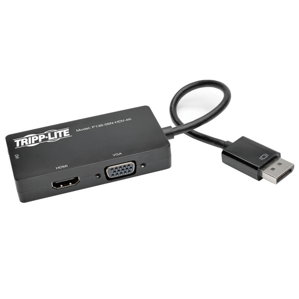 Tripp Lite P136-06N-HDV-4K Displayport 1.2 to VGA/DVI/HDMI Converter Adapter 4K x 2K