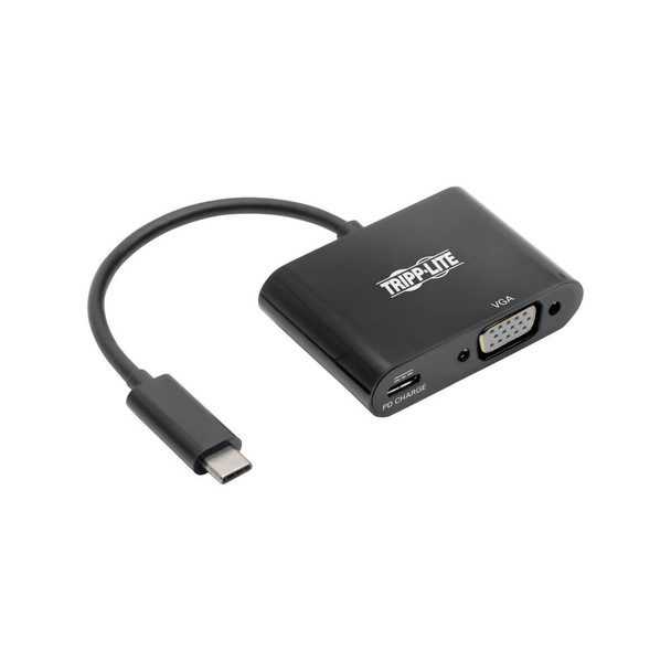 Tripp Lite U444-06N-VB-C USB C to VGA Adapter w/PD Charging 1080p Black USB Type C to VGA