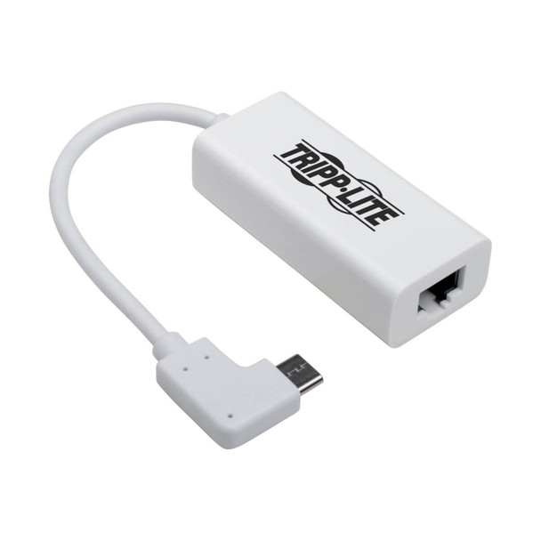 Tripp Lite U436-06N-GBW-RA USB C to Gigabit Adapter Converter USB 3.1 Right-Angle White 6in