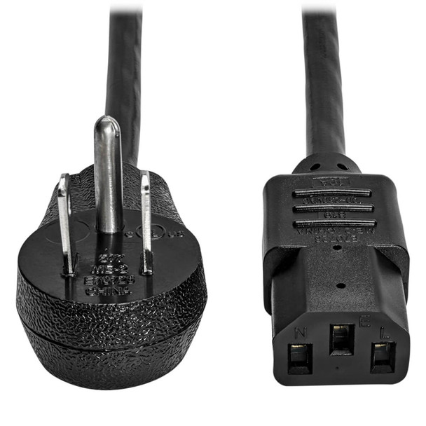 Tripp Lite P007-012-15D Computer Power Cord Right-Angle 5-15P to C13 15A 125V 14AWG 12ft
