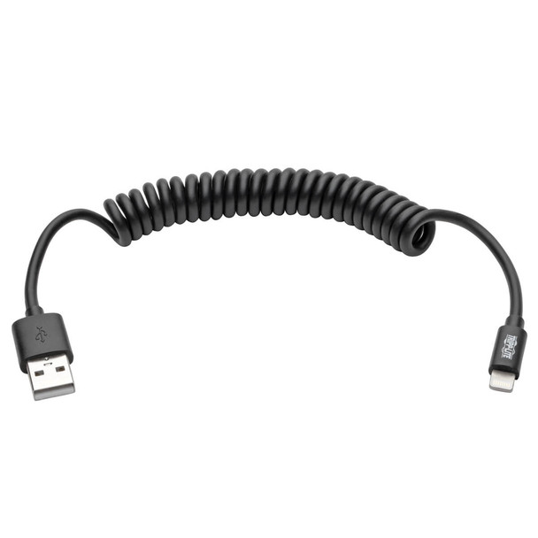 Tripp Lite M100-004COIL-BK Lightning to USB Sync/Charge 1ft Coiled 4ft Extended iPhone iPad