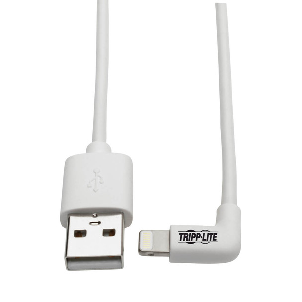 Tripp Lite M100-003-LRA-WH Lightning to USB Sync Charge Right-Angle iPhone iPad White 3ft
