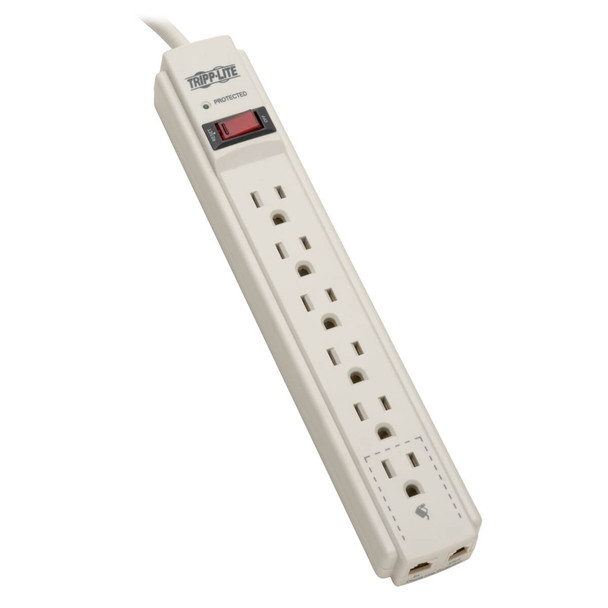 Tripp Lite TLP604TEL Surge Protector Strip 120V 6 Outlet RJ11 4ft Cord 790 Joule