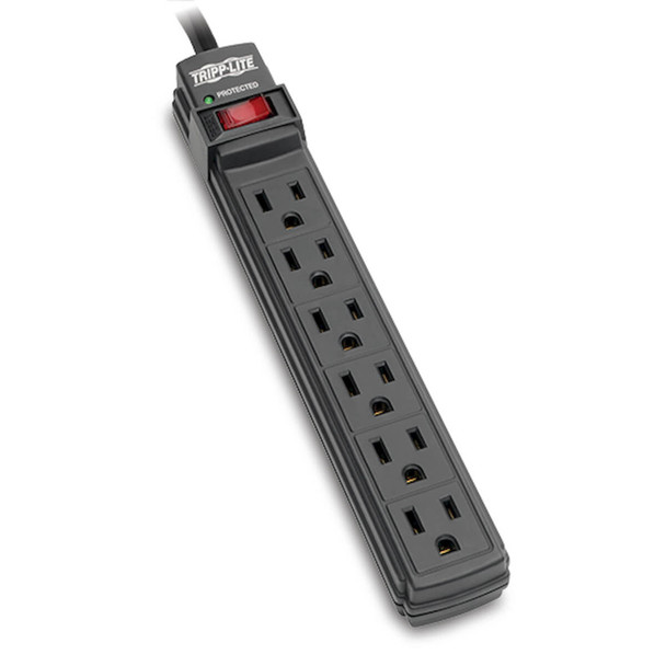 Tripp Lite TLP6B Surge Protector Strip 6 Outlet 6ft Cord 360 Joule Black