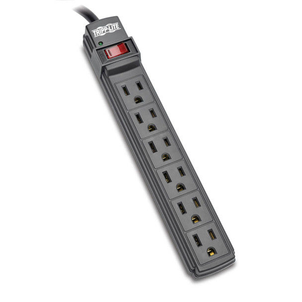 Tripp Lite PS66B 6 Outlet Power Strip NEMA 5-15R AC 6 ft Cord 5-15P Black Housing